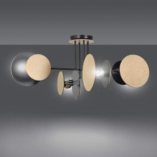 Plafoniera Moderna Amaterasu Acciaio Nero 4 Luci E27 Ip20 LA0140-EB-PL4-NR