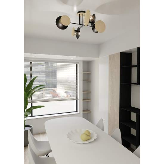 Plafoniera Moderna Amaterasu Acciaio Nero 4 Luci E27 Ip20 LA0140-EB-PL4-NR