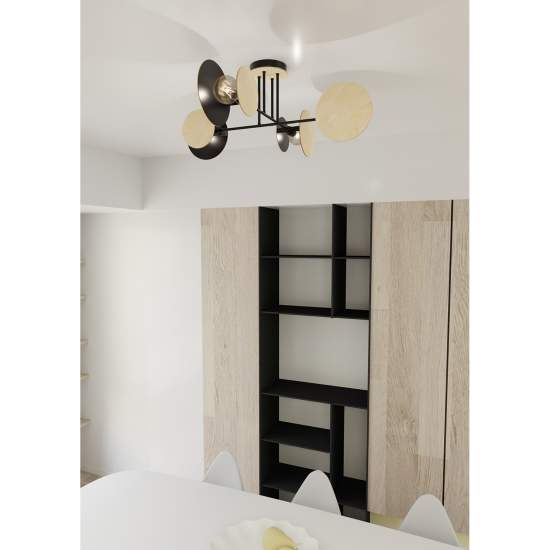 Plafoniera Moderna Amaterasu Acciaio Nero 4 Luci E27 Ip20 LA0140-EB-PL4-NR