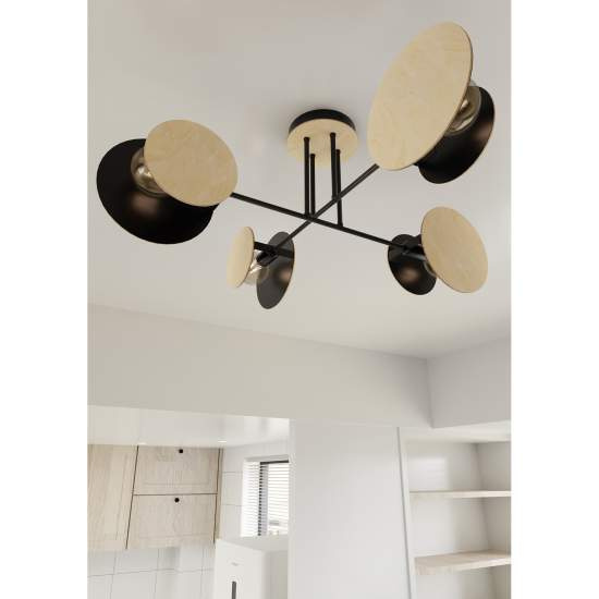 Plafoniera Moderna Amaterasu Acciaio Nero 4 Luci E27 Ip20 LA0140-EB-PL4-NR