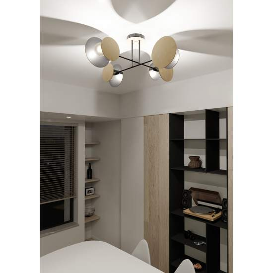 Plafoniera Moderna Amaterasu Acciaio Nero 4 Luci E27 Ip20 LA0140-EB-PL4-NR