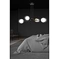 Lampadario Moderno 4 Luci Tsukuyomi In Acciaio Nero E Oro E Vetro A Sfera Opale LA0141-EB-4-NR