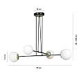 Lampadario Moderno 4 Luci Tsukuyomi In Acciaio Nero E Oro E Vetro A Sfera Opale LA0141-EB-4-NR