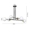 Lampadario Moderno 6 Luci Tsukuyomi In Acciaio Nero E Oro E Vetro A Sfera Opale LA0141-EB-6-NR