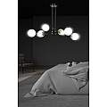 Lampadario Moderno 6 Luci Tsukuyomi In Acciaio Nero E Oro E Vetro A Sfera Opale LA0141-EB-6-NR