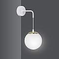 Applique Moderna 1 Luce Tsukuyomi In Acciaio Bianco E Oro E Vetro A Sfera Opale LA0141-EB-AP1-BI