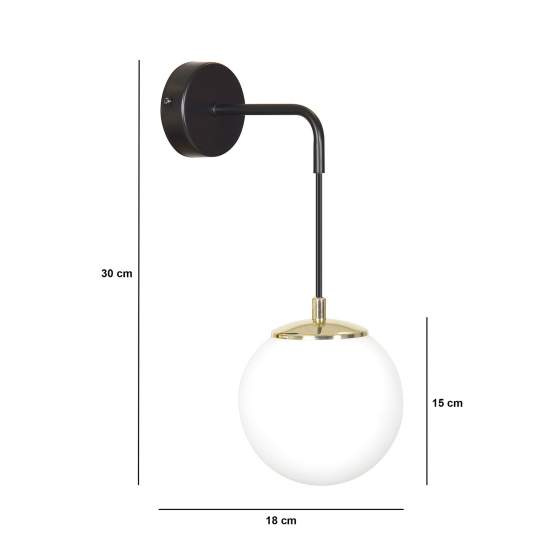 Applique Moderna 1 Luce Tsukuyomi In Acciaio Bianco E Oro E Vetro A Sfera Opale LA0141-EB-AP1-BI
