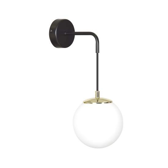 Applique Moderna 1 Luce Tsukuyomi In Acciaio Nero E Oro E Vetro A Sfera Opale LA0141-EB-AP1-NR