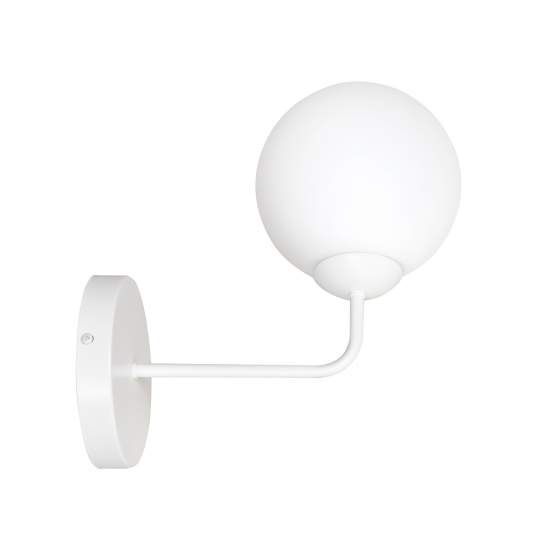 Applique Moderna 1 Luce Susanoo In Acciaio Bianco E Vetro A Sfera Bianco LA0142-EB-AP1-BI
