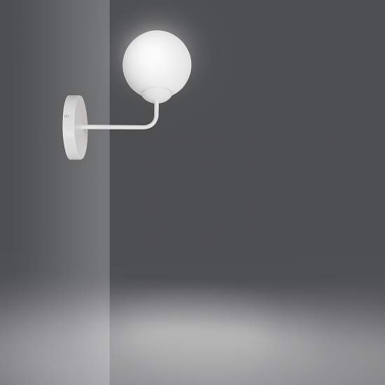 Applique Moderna 1 Luce Susanoo In Acciaio Bianco E Vetro A Sfera Bianco LA0142-EB-AP1-BI