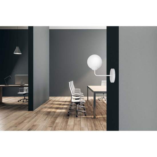 Applique Moderna 1 Luce Susanoo In Acciaio Bianco E Vetro A Sfera Bianco LA0142-EB-AP1-BI