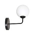 Applique Moderna 1 Luce Susanoo In Acciaio Nero E Vetro A Sfera Bianco LA0142-EB-AP1-NR