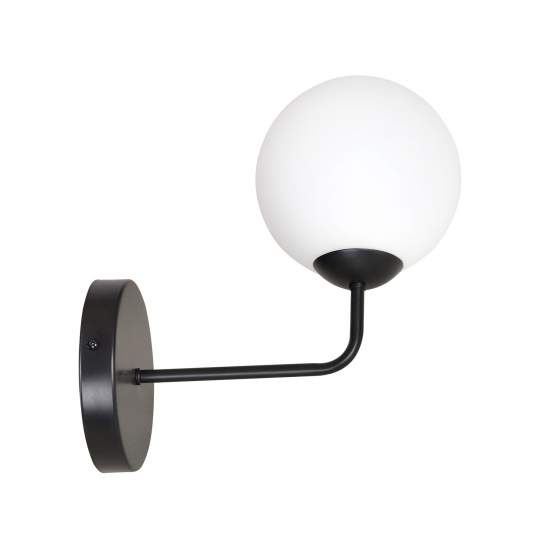 Applique Moderna 1 Luce Susanoo In Acciaio Nero E Vetro A Sfera Bianco LA0142-EB-AP1-NR