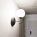 Applique Moderna 1 Luce Susanoo In Acciaio Nero E Vetro A Sfera Bianco LA0142-EB-AP1-NR