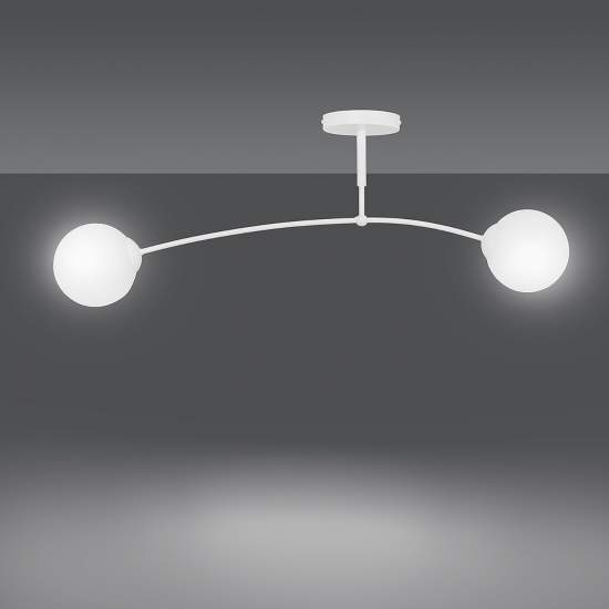 Plafoniera Moderna 2 Luci Susanoo In Acciaio Bianco E Vetri A Sfera In Bianco LA0142-EB-PL2-BI
