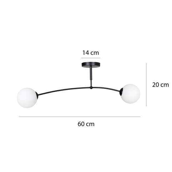Plafoniera Moderna 2 Luci Susanoo In Acciaio Bianco E Vetri A Sfera In Bianco LA0142-EB-PL2-BI