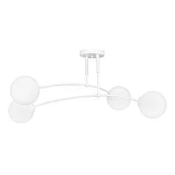 Plafoniera Moderna 4 Luci Susanoo In Acciaio Bianco E Vetri A Sfera In Bianco