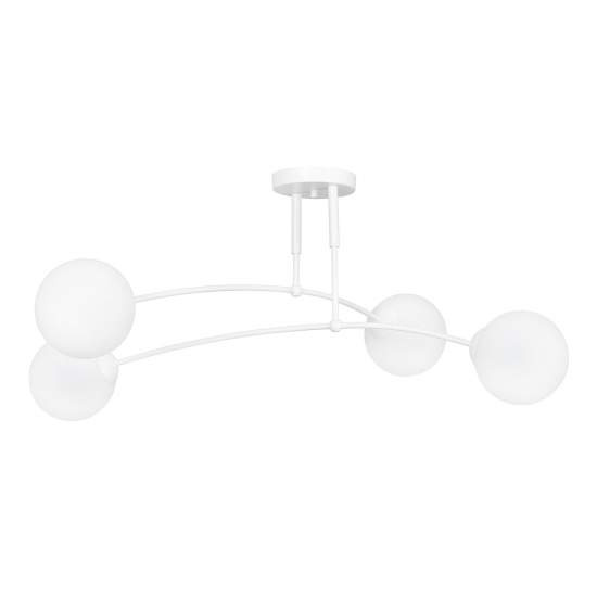 Plafoniera Moderna 4 Luci Susanoo In Acciaio Bianco E Vetri A Sfera In Bianco LA0142-EB-PL4-BI