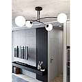 Plafoniera Moderna 4 Luci Susanoo In Acciaio Nero E Vetri A Sfera In Bianco LA0142-EB-PL4-NR