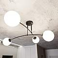 Plafoniera Moderna 4 Luci Susanoo In Acciaio Nero E Vetri A Sfera In Bianco LA0142-EB-PL4-NR