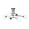 Plafoniera Moderna 6 Luci Susanoo In Acciaio Nero E Vetri A Sfera In Bianco LA0142-EB-PL6-NR