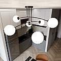 Plafoniera Moderna 6 Luci Susanoo In Acciaio Nero E Vetri A Sfera In Bianco LA0142-EB-PL6-NR