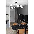 Plafoniera Moderna 6 Luci Susanoo In Acciaio Nero E Vetri A Sfera In Bianco LA0142-EB-PL6-NR