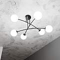 Plafoniera Moderna 6 Luci Susanoo In Acciaio Nero E Vetri A Sfera In Bianco LA0142-EB-PL6-NR