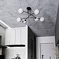 Plafoniera Moderna 6 Luci Susanoo In Acciaio Nero E Vetri A Sfera In Bianco LA0142-EB-PL6-NR