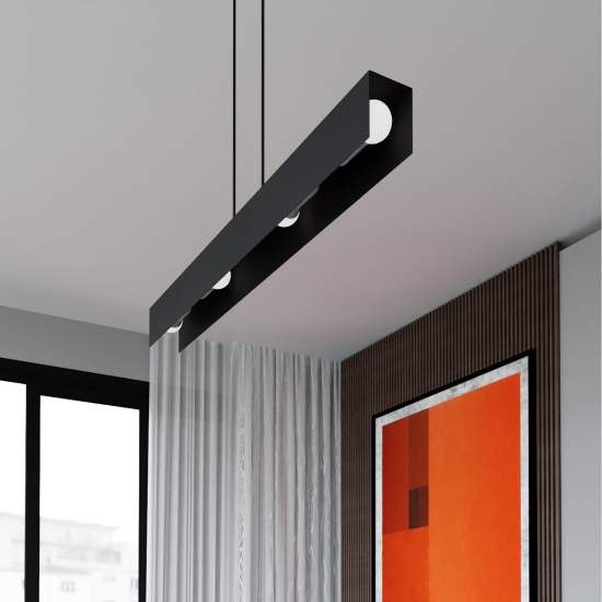 Lampadario Moderno 4 Luci Hachiman In Acciaio Nero LA0145-EB-4-NR