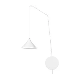 Sospensione Minimal 1 Luce Myrddin In Acciao Bianco E Paralume A Cono