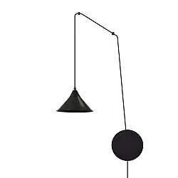 Sospensione Minimal 1 Luce Myrddin In Acciao Nero E Paralume A Cono