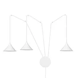 Sospensione Minimal 3 Luci Myrddin In Acciao Bianco E Paralume A Cono