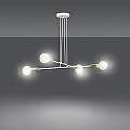 Lampadario Industrial 4 Luci Benzaiten A Bracci In Acciaio Bianco E Oro LA0148-EB-4-BI