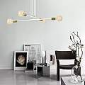 Lampadario Industrial 4 Luci Benzaiten A Bracci In Acciaio Bianco E Oro LA0148-EB-4-BI