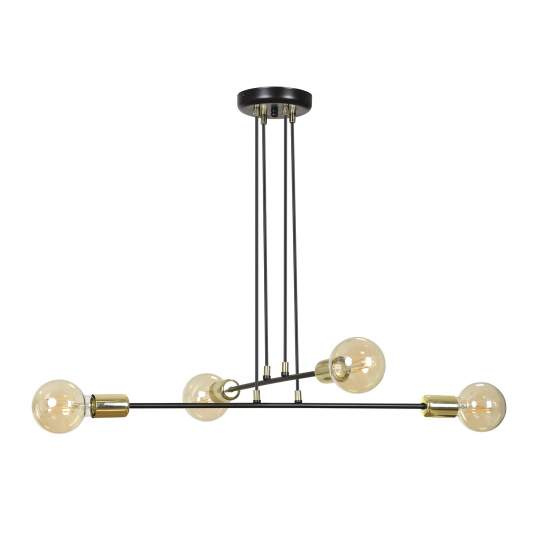 Lampadario Industrial 4 Luci Benzaiten A Bracci In Acciaio Nero E Oro LA0148-EB-4-NR