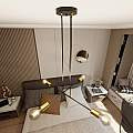 Lampadario Industrial 4 Luci Benzaiten A Bracci In Acciaio Nero E Oro LA0148-EB-4-NR