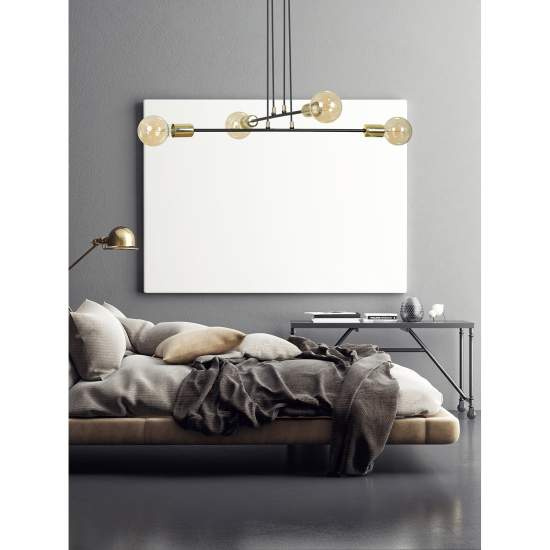 Lampadario Industrial 4 Luci Benzaiten A Bracci In Acciaio Nero E Oro LA0148-EB-4-NR