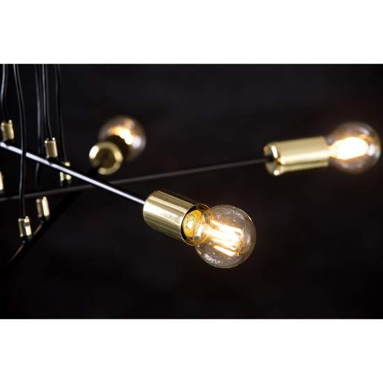 Lampadario Industrial 4 Luci Benzaiten A Bracci In Acciaio Nero E Oro LA0148-EB-4-NR