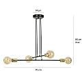 Lampadario Industrial 4 Luci Benzaiten A Bracci In Acciaio Nero E Oro LA0148-EB-4-NR