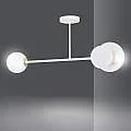 Plafoniera 2 Luci Inari In Acciaio Bianco E Sfera In Vetro Opalino LA0149-EB-PL2-BI