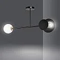 Plafoniera 2 Luci Inari In Acciaio Nero E Sfera In Vetro Opalino LA0149-EB-PL2-NR