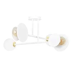 Plafoniera Moderna Inari Acciaio Bianco 4 Luci E27 Ip20