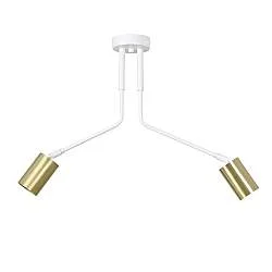 Plafoniera Minimal Tenjin Acciaio Bianco 2 Luci Gu10 Ip20