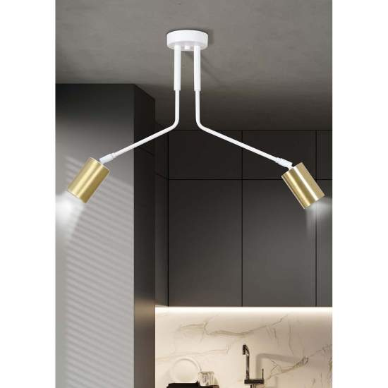 Plafoniera Minimal Tenjin Acciaio Bianco 2 Luci Gu10 Ip20 LA0150-EB-PL2-BI