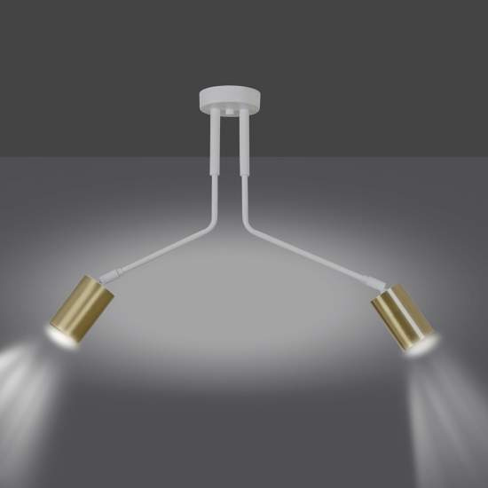 Plafoniera Minimal Tenjin Acciaio Bianco 2 Luci Gu10 Ip20 LA0150-EB-PL2-BI