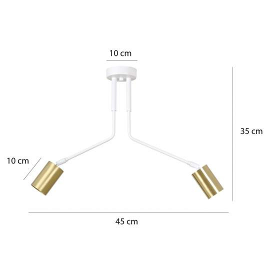 Plafoniera Minimal Tenjin Acciaio Bianco 2 Luci Gu10 Ip20 LA0150-EB-PL2-BI