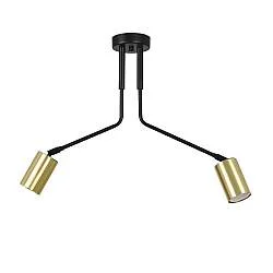Plafoniera Minimal Tenjin Acciaio Nero 2 Luci Gu10 Ip20