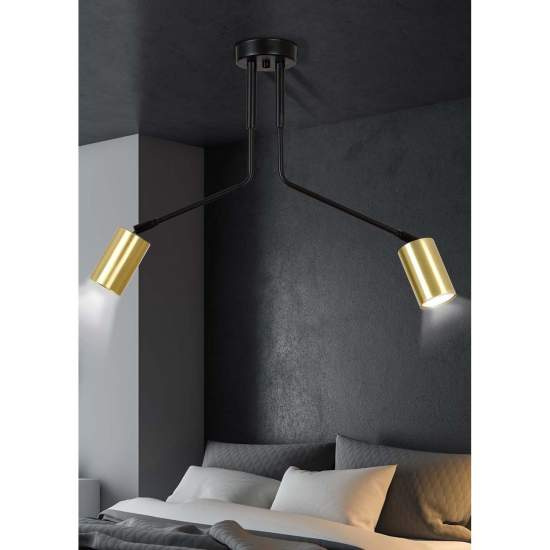 Plafoniera Minimal Tenjin Acciaio Nero 2 Luci Gu10 Ip20 LA0150-EB-PL2-NR
