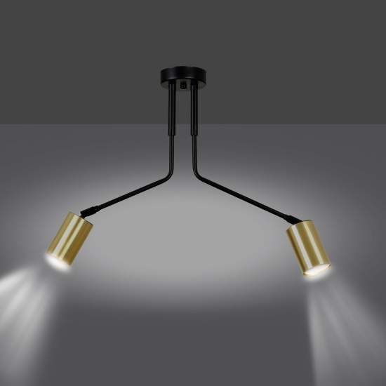 Plafoniera Minimal Tenjin Acciaio Nero 2 Luci Gu10 Ip20 LA0150-EB-PL2-NR